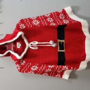 Major Label Group NWT Knit Hooded Snowflakes Design Holiday Poncho/Cape, S